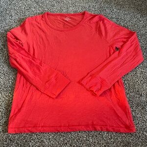 J.Crew Vintage Cotton red Long Sleeve Re-imagined Scoop Neck Shirt XL